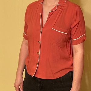 Coral button up blouse